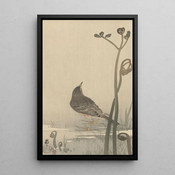 Water Sighing Painting - Ohara Koson — framed artwork on a wall