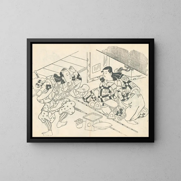 Yakusha ezukushi Pl9 - Okumura Masanobu — framed artwork on a wall