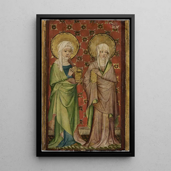Twee van de drie Maria bij het graf - Oude meester van de garderobedeuren van Aken — ingelijst kunstwerk aan de muur