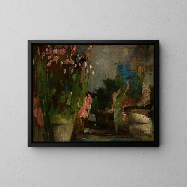 Bloemen op een terras - Olga Boznańska — ingelijst kunstwerk aan de muur