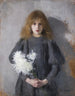 Meisje met chrysanten - Olga Boznańska — weergave van het kunstwerk