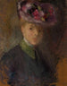 Portret van een vrouw met hoed en bloemen - Olga Boznańska — weergave van het kunstwerk