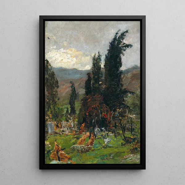 View of a cemetery at dusk - Olga Wisinger-Florian — framed artwork on a wall