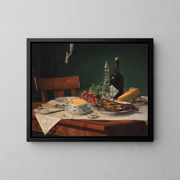 The Breakfast - Oluf August Hermansen — framed artwork on a wall
