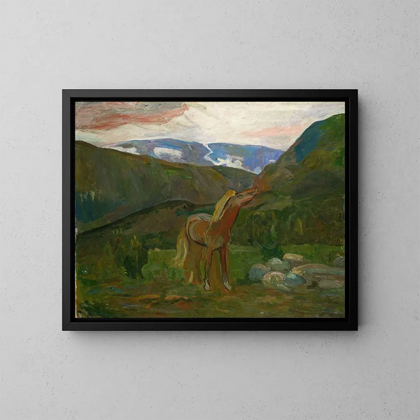 Horse in the Mountains - Oluf Wold-Torne — framed artwork on a wall