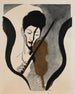 van een portret van violist Suwa Nejiko - Onchi Kōshirō — weergave van het kunstwerk