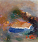 Ophélie met een blauwe sluier in het water - Odilon Redon — weergave van het kunstwerk