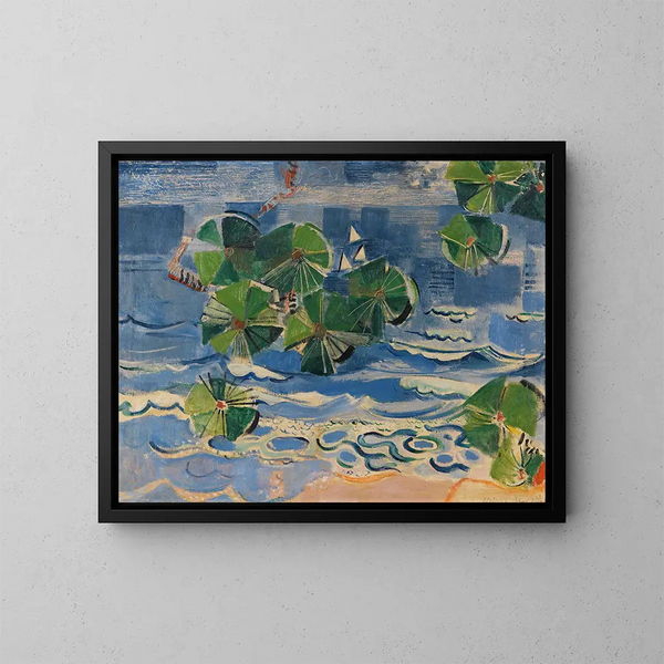View with a pine branch, Baltic Sea - Oskar Moll — framed artwork on a wall