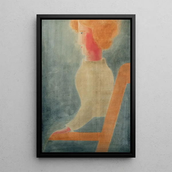Sitting painting turned to the left - Oskar Schlemmer — framed artwork on a wall