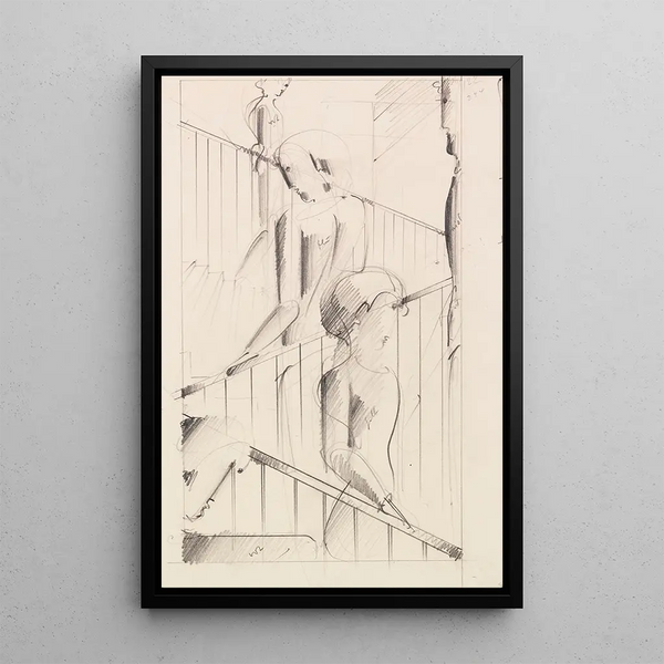 Staircase scene - Oskar Schlemmer — framed artwork on a wall