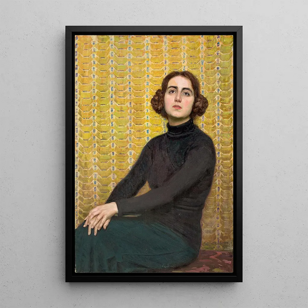 Modèle féminin avec fond jaune - Osmar Schindler — ingelijst kunstwerk aan de muur