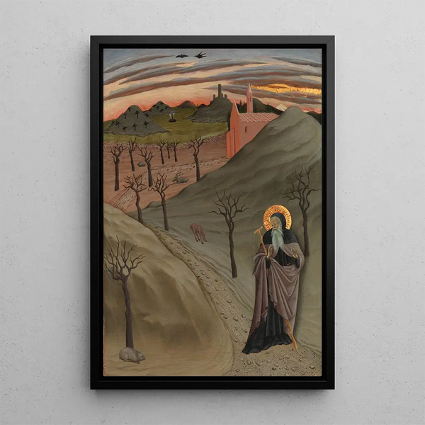Saint Antoine l'Abbé dans le désert - Meester van de Osservanza — ingelijst kunstwerk aan de muur