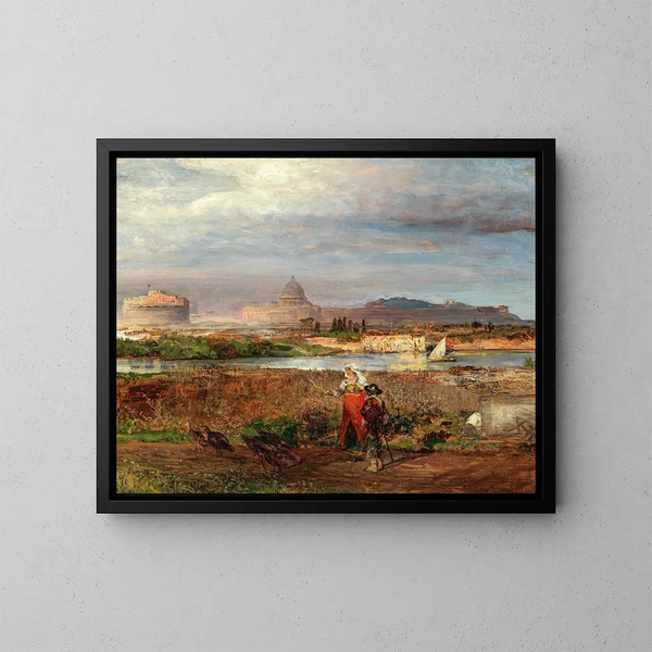 At the gates of Rome - Oswald Achenbach — framed artwork on a wall