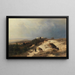 van het vee dat graast aan de oever van het meer - Oswald Achenbach — ingelijst kunstwerk aan de muur
