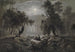 Een romantisch boslandschap bij maanlicht - Oswald Achenbach — weergave van het kunstwerk