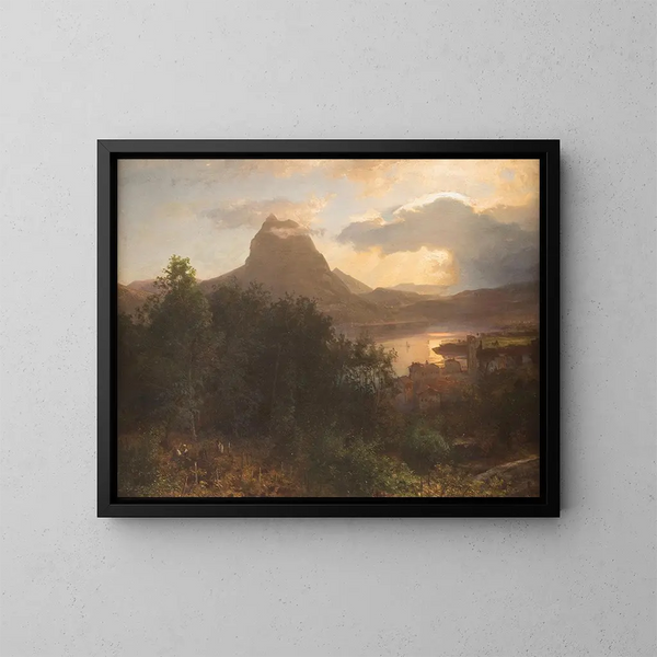 Harvest of Grapes at Twilight - Oswald Achenbach — framed artwork on a wall