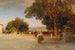 Scene bij schemering op het terras van Villa Grazioli in Grottaferrata - Oswald Achenbach — weergave van het kunstwerk