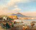 van de zonsondergang in de baai van Napels - Oswald Achenbach — weergave van het kunstwerk