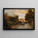 Straatje in dorp bij zonsondergang - Oswald Achenbach — ingelijst kunstwerk aan de muur
