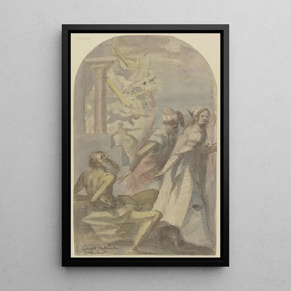 Job dans le malheur - Oswald Schauer — ingelijst kunstwerk aan de muur