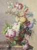 Bloemenboeket in een vaas op een marmeren tafel - Oswald Wijnen — weergave van het kunstwerk