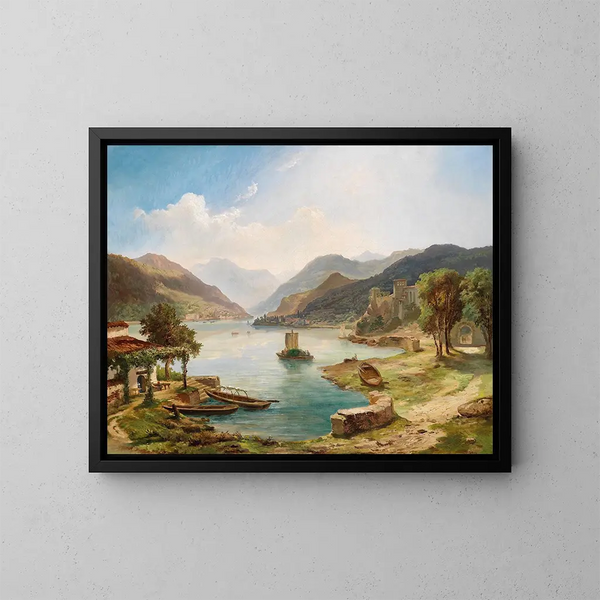 Northern Italy Lakeside Landscape - Othmar Brioschi — framed artwork on a wall