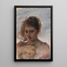 Portret van een jonge vrouw voor een wolkenachtergrond - Ottó Baditz — ingelijst kunstwerk aan de muur