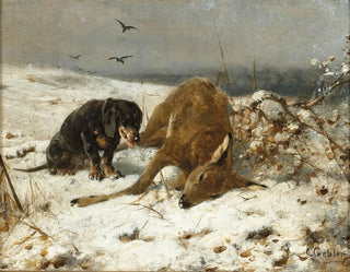 Otto Gebler - A Hound with Dead Deer.webp