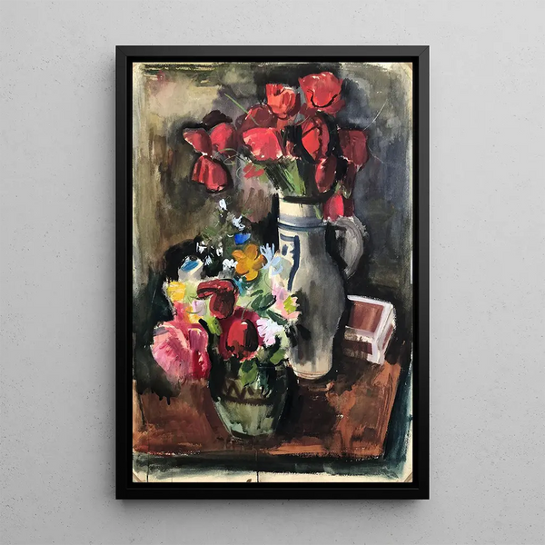 Bouquet de fleurs sur la table - Otto Geigenberger — framed artwork on a wall