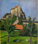 Burghausen, tuin met kippen op de achtergrond van het kasteel - Otto Geigenberger — weergave van het kunstwerk