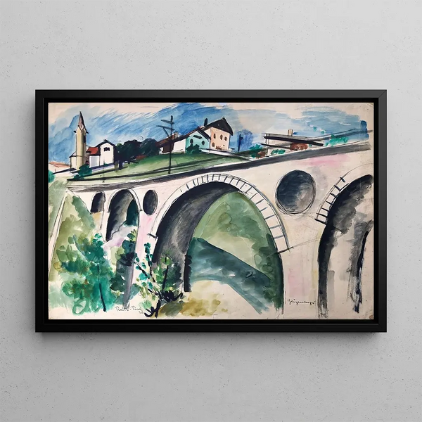 Viaduct van Gurglbach bij Reith, nabij Seefeld in Tirol - Otto Geigenberger — ingelijst kunstwerk aan de muur