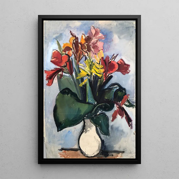 Indian Reed Painting - Otto Geigenberger — framed artwork on a wall