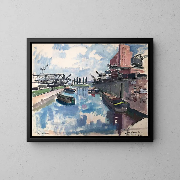 Port du Rhin à Bâle - Otto Geigenberger — framed artwork on a wall