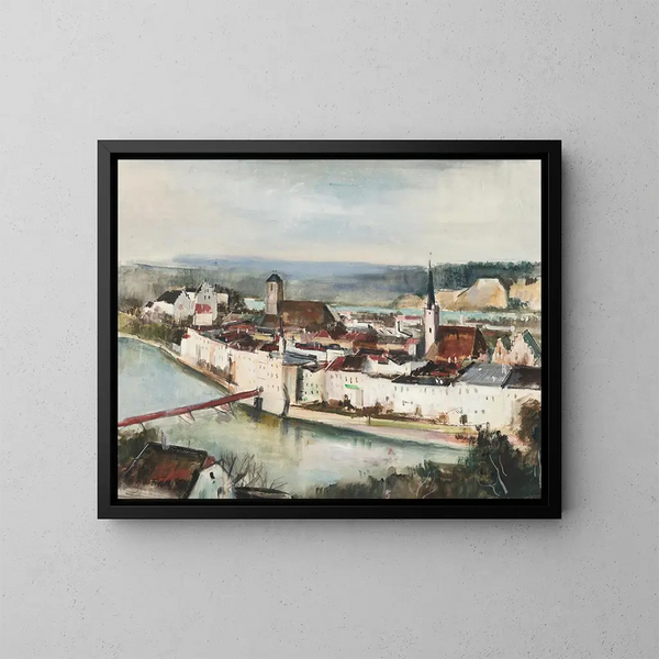 Vue of Wasserburg am Inn from the Innleite - Otto Geigenberger — framed artwork on a wall
