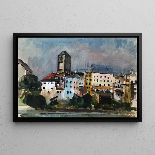 Wasserburg am Inn, uitzicht op de Inn - Otto Geigenberger — ingelijst kunstwerk aan de muur