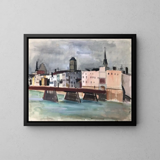 Otto Geigenberger - Wasserburg am Inn  Vom Wasser aus mit Innbrcke.webp