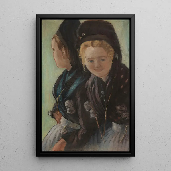 Twee jonge vrouwen in Foehr-kostuum - Otto Heinrich Engel — ingelijst kunstwerk aan de muur