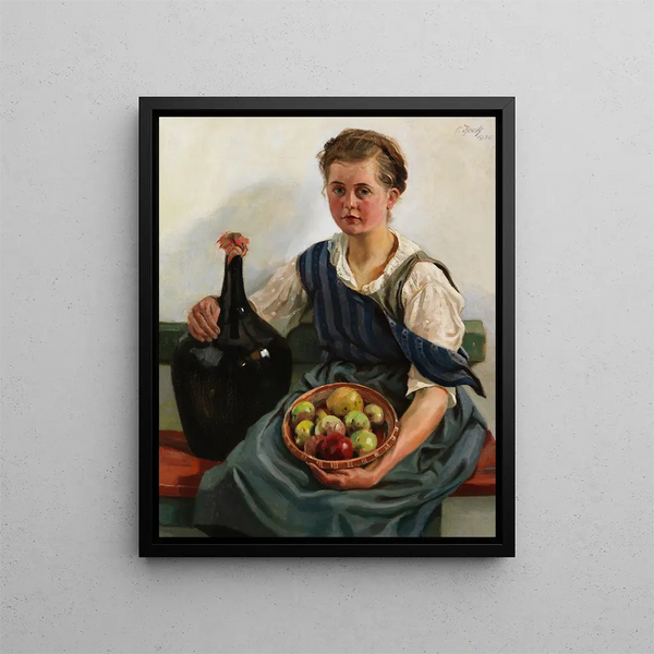 Otto Keck - Mdchen mit Obstkorb und Weinflasche.webp