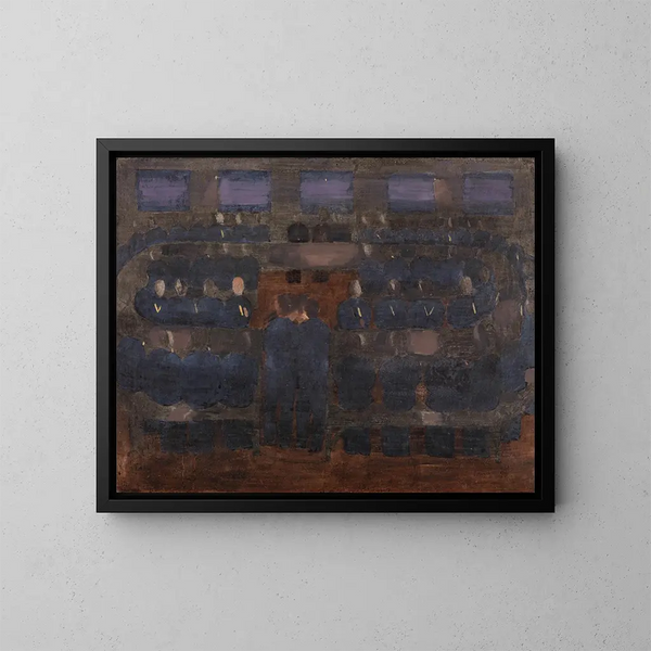 Preparation for the morning meditation at the orphanage - Otto Meyer-Amden — framed artwork on a wall