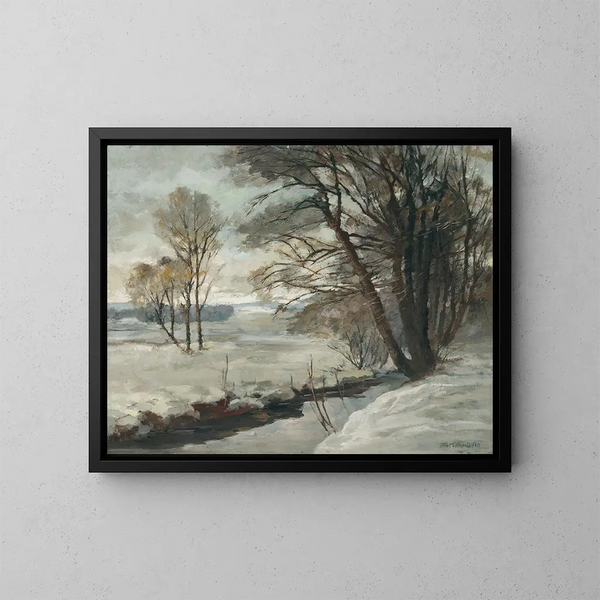 Winter Landscape Painting - Otto Mueller — framed artwork on a wall