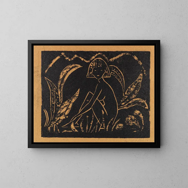 Girls among Foliage - Otto Mueller — framed artwork on a wall