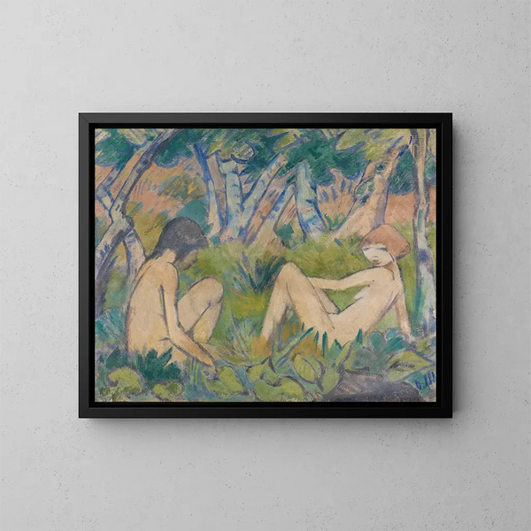 Twee meisjes in het bos - Otto Mueller — ingelijst kunstwerk aan de muur