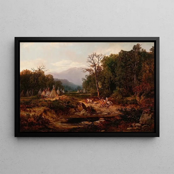 Kamping van een indiaan - Otto Reinhold Jacobi — ingelijst kunstwerk aan de muur