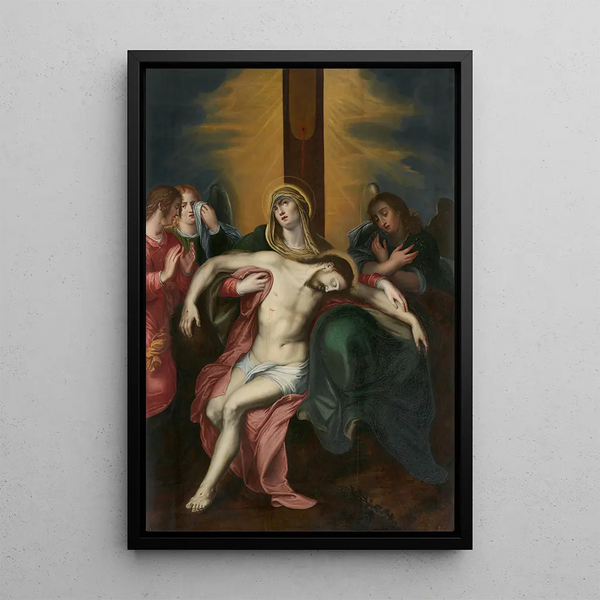 La Déploration du Christ avec des anges - Otto van Veen — framed artwork on a wall