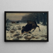 a cow attacked by wolves - Otto von Thoren — framed artwork on a wall