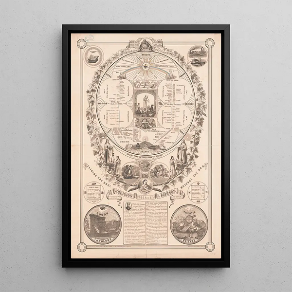 Cadran du temps ou landschappen van de geschiedenis, val en verlossing van de mens - Paul A. Emory — ingelijst kunstwerk aan de muur