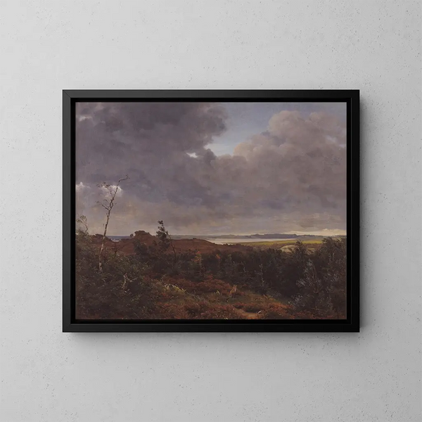 van Frederiksværk vanaf het Tisvilde-bos, Noord-Zeeland - P. C. Skovgaard — ingelijst kunstwerk aan de muur