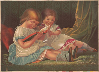 P O Vickery - Two young girls reading book.webp