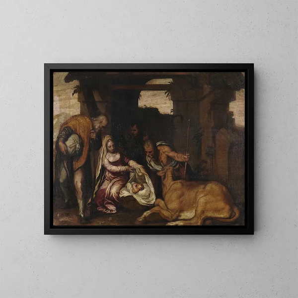Aanbidding der herders - Paolo Farinati — ingelijst kunstwerk aan de muur