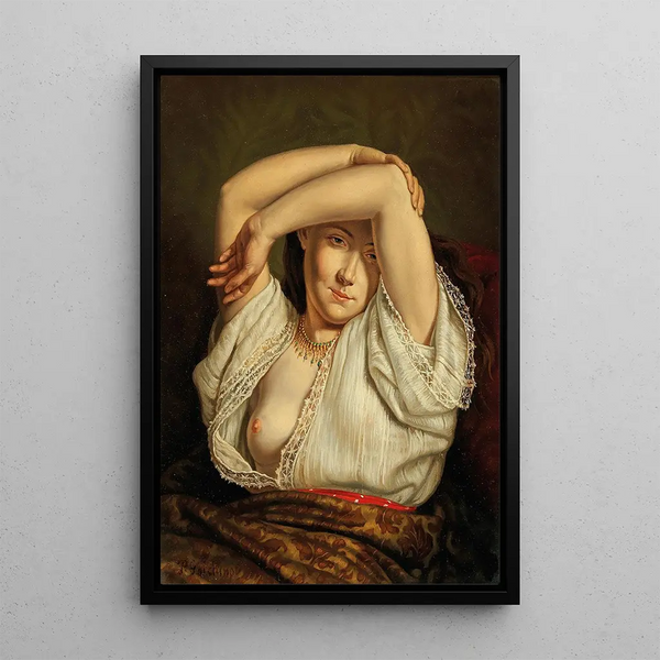 Een verleidelijke vrouw - Paolo Gaidano — ingelijst kunstwerk aan de muur